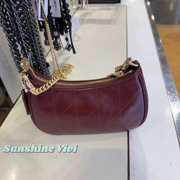 NWT Coach Teri Mini Crossbody Bag Quilting CDP30 Dark Wine Shiny Smooth Leather - Picture 6 of 9